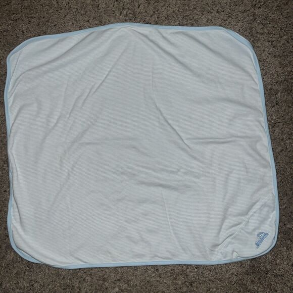 Little Me Train Choo Choo Baby‎ Blanket Blue White Stripes Striped 30”x26” - Picture 3 of 6